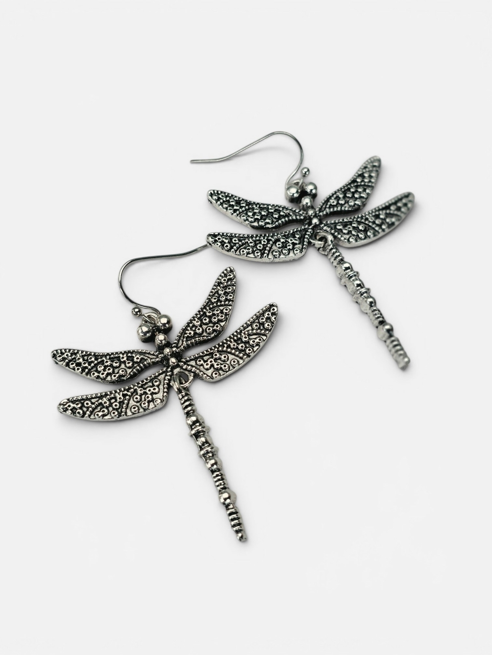 Dragonfly Boho Dangle Vintage Earrings Silver